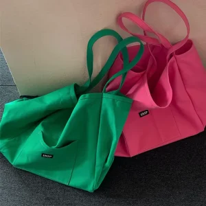 Customizable Large Foldable Water Resistant Cotton Canvas Tote Bags Zipper Closure Reusable Single Shoulder Grocery Shopping Bag