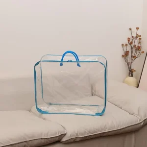 Customizable Waterproof Plastic Blanket Storage Packaging Bags Clear PVC Zipper Top Screen Printing Bedding Clothing Fur Made