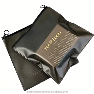 Customize Black PVC Zipper Bag with Zip Lock Custom Logo Printing Plastic Cosmetic Swimwear Zipper Packaging Pouch