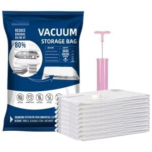 Customize Travel Vacuum Compression Storage Bag Foldable Dustproof Vacuum Sealer Bag Transparent Vacuum Storage Bags with Pump