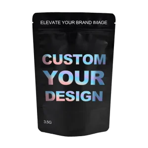 Customized 3.5g 14g Aluminum Foil Resealable Smell Proof Childproof Mylar Bags Food Grade Stand up Pouch Packaging Bags