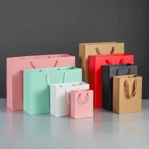 Customized Art Paper Packaging Bags with Handle Custom Logo Recyclable for Clothing & Shoes Promotion