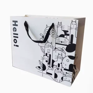 Customized Graffiti Printed White Dress Clothing Shopping Bags Gift Packaging Bags