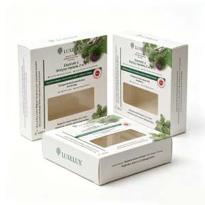 Customized Logo Matte Finish Retail Box with Auto lock Bottom and Clear Oversized Window for Natural Hair Care Package
