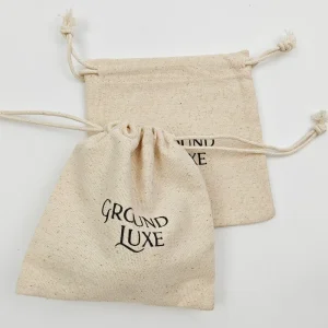 Customized Logo Organic Cotton Drawstring Pouch for Earrings Recyclable Jewelry Storage Bag