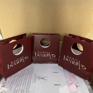 Customized Logo Printed Cardboard Packaging Bags Red Cardboard Paper Bags With Handle Black Paper Clothing Packaging Gift