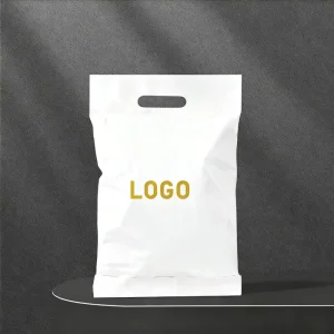 Customized Poly Moisture Resistant Waterproof Mail Bags Black White Large Shipping Bags for Apparel Garments with Handle
