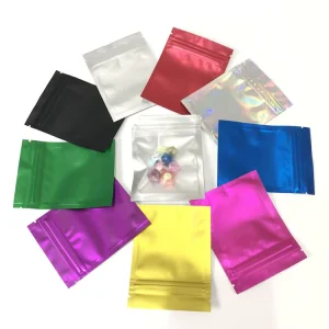 Customized Print Silver Gold Color Mylar Bag Aluminum Foil Food Packaging Bag Glossy Matte Ziplock Plastic Bag with Tear Notch