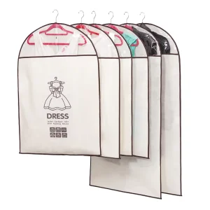Customized Printed Full Zip Clothing Non Woven Garment Bag With Clear PVC Window for Suit Dress Jacket Packing