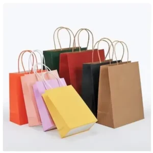 Customized Printed Logo Colored Kraft Paper Packaging Bag Environmentally Friendly with Handle Clothing Shopping Paper Bag