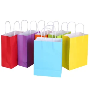 Customized Printed Logo Colorful Paper Packaging Bag Environmentally Friendly with Digital Printing for Food and Gift Shopping
