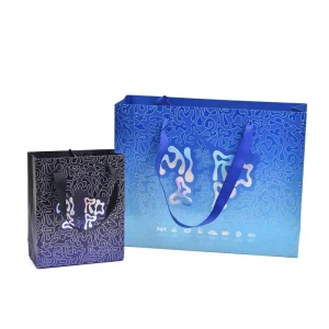 Customized Printed Logo Kraft Paper Bag with Luxury Hot Stamping & Ribbon Handle Eco-Friendly Gift Bag OEM Factory Direct