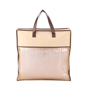 Customized Printed Waterproof Non Woven and PVC Material Quilt Pillow Storage Bags with Handle and Zipper for Packaging