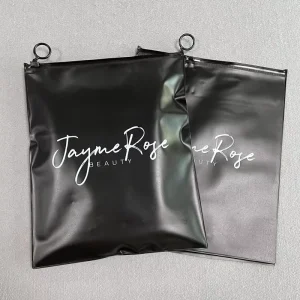 Customized Printing Durable Black PVC Packaging Pouches Waterproof Dust Proof Clothing Swimwear Clothes Packaging Bags