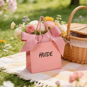Customized pink Paper Bags Printed Luxury Jewelry Small Shopping Paper Bag with Logo