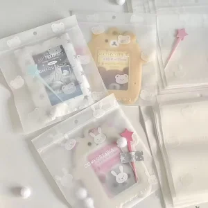 Cute Cartoon Drawstring Packaging Bag with Self-Sealing Feature Recyclable for Supermarket and Exhibition Use