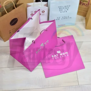 DIY High Quality Fashionable Pink Clothing Shoes Packaging Paper Bag Handbag Customized With Your Own Logo