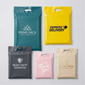 Delivery Courier Bag Poly Mail with Die Cut Handle for Jackets and Heavy Packages Shoe Box and Bulky Apparel Packaging
