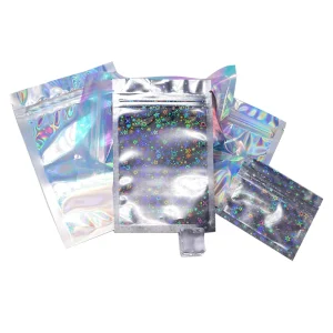 Design Logo Resealable Seal Foil Plastic Smell Proof 3.5 Custom Lock Packaging Pouch Zipper Ziplock Zip Holographic Mylar Bags