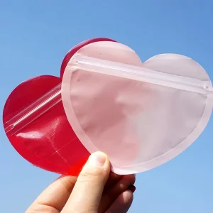 Die Cut Love Heart Shaped Pouch Red Pink Ziplock Bags Special Shape Mylar Bags