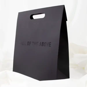 Die cut Handle Shopping Packaging Perfume Cosmetic Custom Logo Beauty Black Design Luxury Kraft Paper Gift Bags