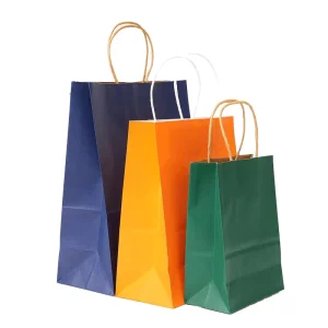 Disposable Kraft Paper Bag With Handle Food Packaging Bag for Takeaway Shopping Gift Packaging Custom Logo Print