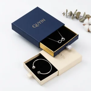 Drawer Style Jewelry Packaging Box Rigid Paper Gift Box With Suede Bag Factory Direct