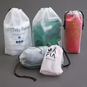 Drawstring Bag Custom Logo Dustproof Small Packaging Bag Clothes Plastic Shopping Bags Printed Your Own Logo