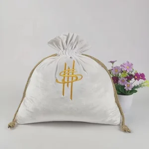 Drawstring Bag for Shoes for Travel Large Fabric Small White Velvet