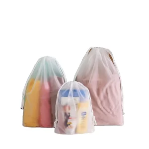 Drawstring Custom PE Clear Plastic Drawstring Shoe Bags Packaging Foldable Drawstring Plastic Laundry Bag