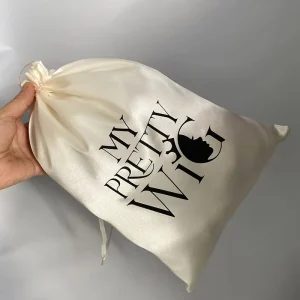 Drawstring Hair Satin Bag Silk Bags for Packaging Wig Bag Logo 8 Inches*12 Inches