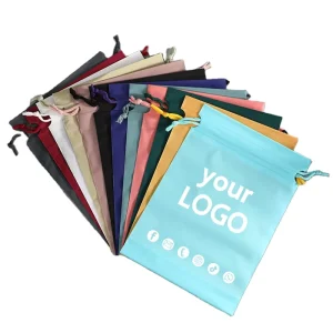 Drawstring pockets colorful frosted towel packaging bags leggings storage plastic drawstring bags with logo printed on them