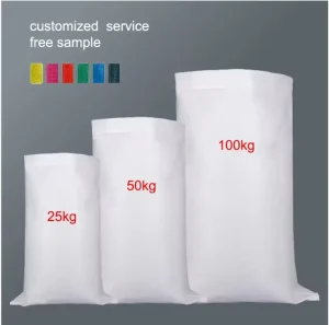 Durable 50kg PP Woven Bag Used for Animal Feed Corn Packaging Waterproof White Woven Bag Factory Price