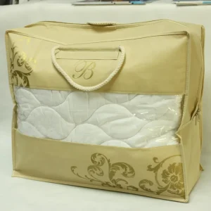 Durable Golden Quilt Blanket Duvet Packaging Bags Non Woven Clear PE PVC Plastic Printed Packaging Bag Manufacturer