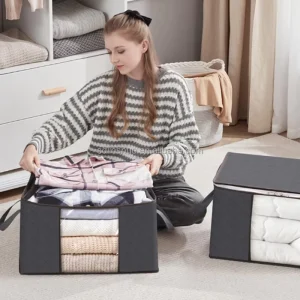 Durable Lightweight Large Capacity Thickened Non Woven Eco Friendly Foldable Steel Frame Clothes Storage Clothing Bedding