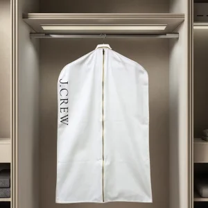 Durable White Cotton Garment Bag Odorless Folding Suit Cover with Zipper Closure Dustproof Design