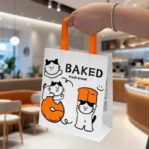 ETpack Custom Personalized Design Your Own Logo Kraft Paper Bags with Logo Flat Handle Restaurant Food Paper Bag