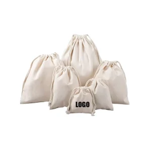 Eco Friendly Beige Custom Logo Christmas Cloth Shoe Dust Packaging Bag Drawstring Bag