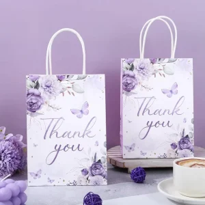 Eco-Friendly Biodegradable Classic Business Gifts Wedding Holiday Favors Shopping Flower Kraft Paper Bags with Lamination Handle