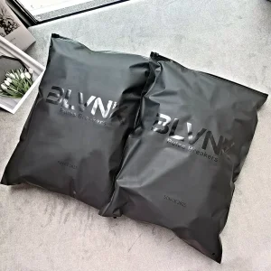Eco-Friendly Black Frosted Biodegradable Zipper Bags for Clothing Packaging with Custom Logo