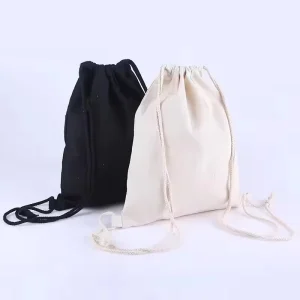 Eco Friendly Cotton Dust Pouch Custom Reusable Recyclable Calico Cotton Canvas Drawstring Bag with Logo Printed