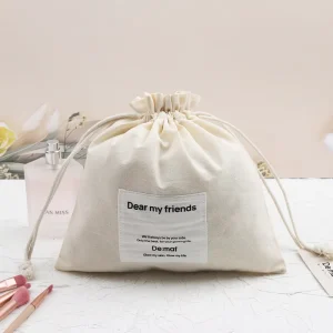 Eco-Friendly Drawstring Makeup Cosmetic Packaging Cotton Bag Soft Muslin Cotton Gift Drawstring Dust Pouches