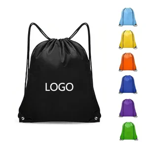 Eco-Friendly Drawstring Nylon Polyester Bag Waterproof Nylon Customize Logo Printed Drawstring Polyester Bag