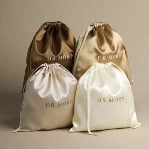 Eco-Friendly Large Silk Shopping Bag Shoes Custom Logo Printed Drawstring Closure Underwear Handbag Dust Bag