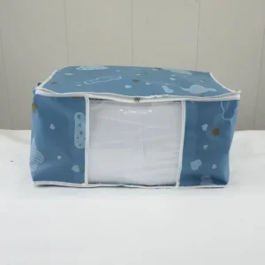 Eco Friendly Non Woven Fabric Clothes Storage Bags with Printed Design Foldable Bed Containers Clear Windows Reinforced Handles