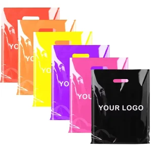 Eco LDPE HDPE Reusable Custom Logo Printed Flexiloop Handle Clothing Packing Bags Custom Color Thickness For Supermarket