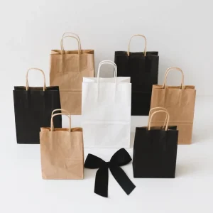 Eco Reusable Hard Extra Large Fast Food Packaging Takeaway Apple Custom Logo Twisted Handle Kraft Paper Bag