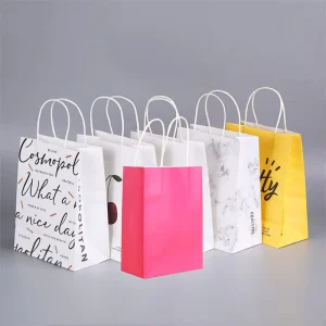 Eco friendly Kraft Paper Bag Custom Printed for Clothing Shoes Gift Packaging Screen Printing Logo