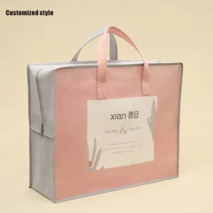 Eco friendly Non Woven Pillow Packaging Bag With Your Own Logo White Reusable Non Woven Bag for Blanket Quilt