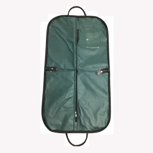 Eco friendly Polyester Material Garment Bag Leather Edge and Handles Reusable Polyester Garment Bag for Dress Suit